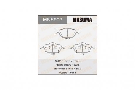 Колодки тормозные передн Honda Accord, Civic (08-) (MS-8902) MASUMA MS8902 (фото 1)