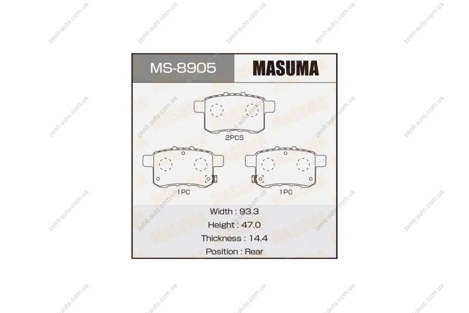 Колодки тормозные задн Honda Accord (08-12) (MS-8905) MASUMA MS8905 (фото 1)