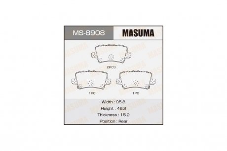 Колодки тормозные задн Honda Civic (06-12) (MS-8908) MASUMA MS8908 (фото 1)