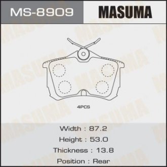 Колодки тормозные задн HONDA CIVIC IX (08-16) (MS-8909) MASUMA MS8909