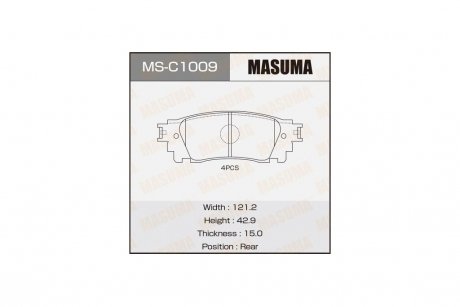 Колодка тормозная MASUMA MSC1009