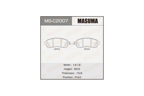 Колодки тормозные передн Nissan Leaf (13-17), Teana (14-21) (MS-C2007) MASUMA MSC2007