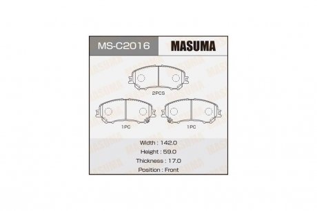 Колодки гальмівні передн Nissan Qashqai (13-), X-Trail (13-) (MS-C2016) MASUMA MSC2016 (фото 1)