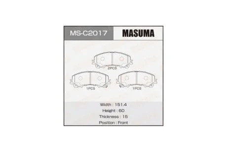 Колодки тормозные передн Nissan Rogue (07-13), X-Trail (14-) (MSC2017) MASUMA 'MSC2017