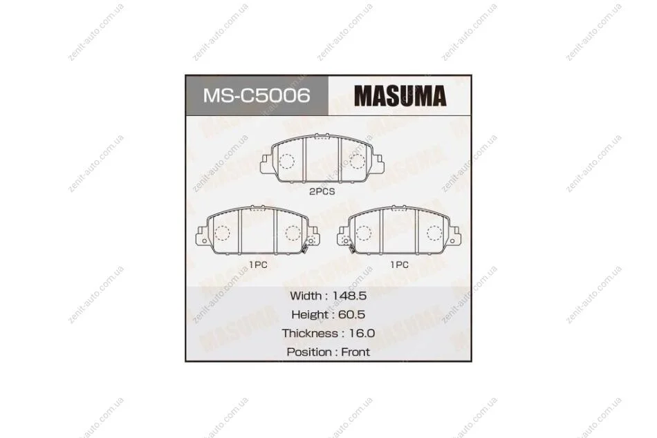 Колодки гальмівні передн Honda Accord (13-) (MS-C5006) MASUMA MSC5006 (фото 1)