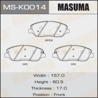 Колодки тормозные передн SSANGYONG KORANDO, KIA SORENTO III (UM) 2.2 CRDi (15-20)/HYUNDAI SANTA_FE III (MS-K0014) MASUMA MSK0014