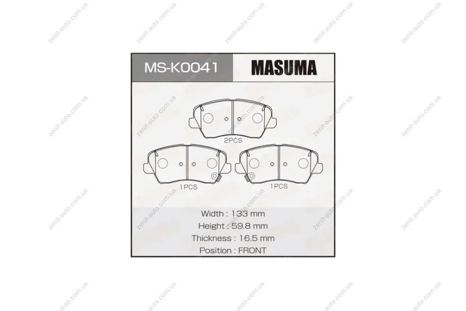 Колодки тормозные передн HYUNDAI i20 (14-21), HYUNDAI i30 (11-20) (MS-K0041) MASUMA MSK0041 (фото 1)