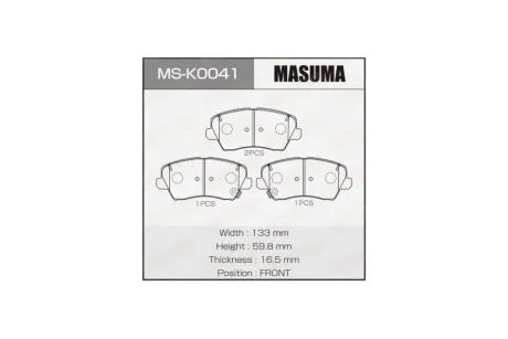 Колодки тормозные передн HYUNDAI i20 (14-21), HYUNDAI i30 (11-20) (MS-K0041) MASUMA MSK0041