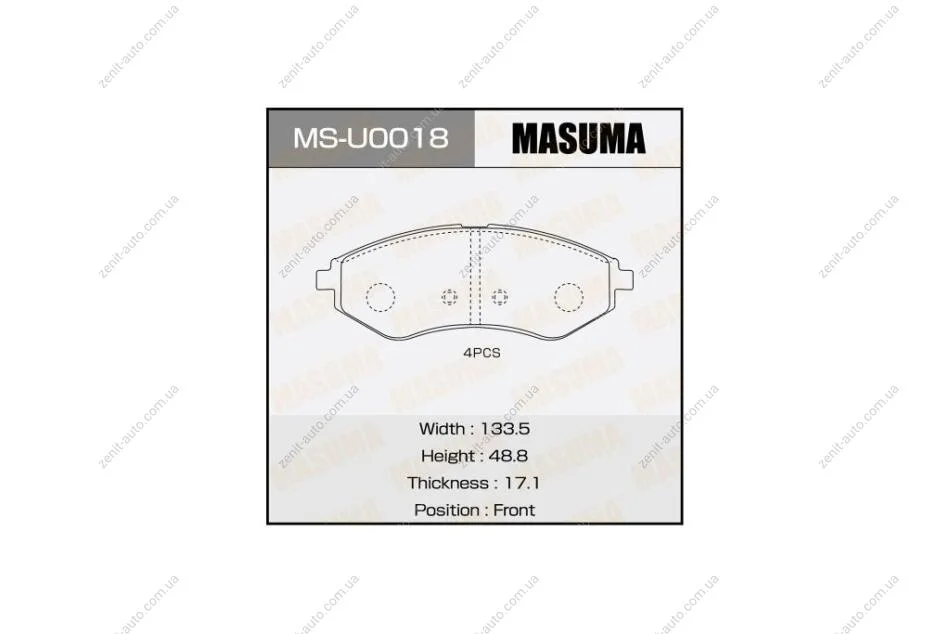 Колодки гальмівні (MS-U0018) MASUMA MSU0018 (фото 1)
