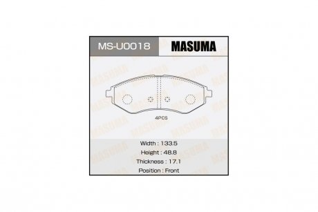 Колодки тормозные передн CHEVROLET AVEO (T300) MASUMA MSU0018