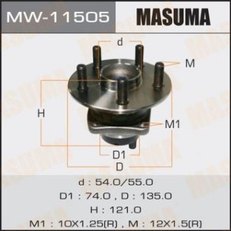Ступица колеса задн TOYOTA PRIUS, AVENSIS/ ADT250L (MW-11505) MASUMA 'MW11505 (фото 1)