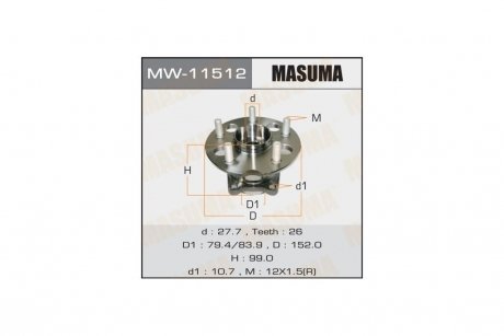 Ступица колеса задн RAV4/ ACA21L MASUMA 'MW11512