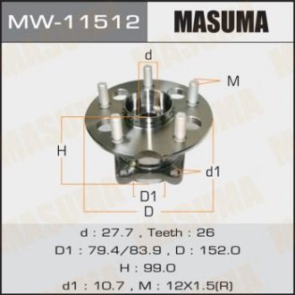 Ступица колеса задн RAV4/ ACA21L MASUMA 'MW11512