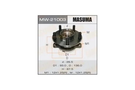 Маточина колеса переднього у зборі з підшипником Infinity FX 35 (02-12) G 37 (08-), M 37 (10-) 2WD (MW-21003) MASUMA MW21003