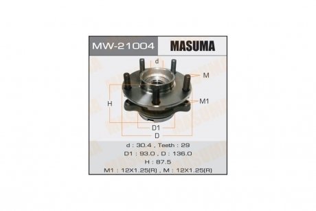 Маточина колеса переднього у зборі з підшипником Nissan Murano (04-08), Teana (03-08) (MW-21004) MASUMA MW21004 (фото 1)