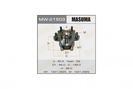 Ступица колеса заднего в сборе с подшипником Nissan Murano (04-08), Teana (03-13) (с ABS) (MW-21503) MASUMA MW21503 (фото 1)