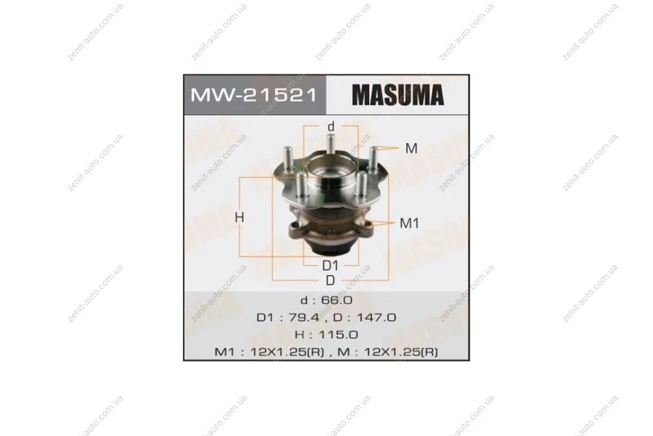 Ступица колеса задн Nissan X-TRAIL, SERENA / T32, C26 (с ABS) (MW21521) MASUMA 'MW21521 (фото 1)