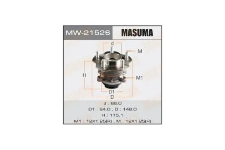Ступица колеса задн Nissan QASHQAI, X-TRAIL/ T31 (с ABS) (MW21526) MASUMA 'MW21526