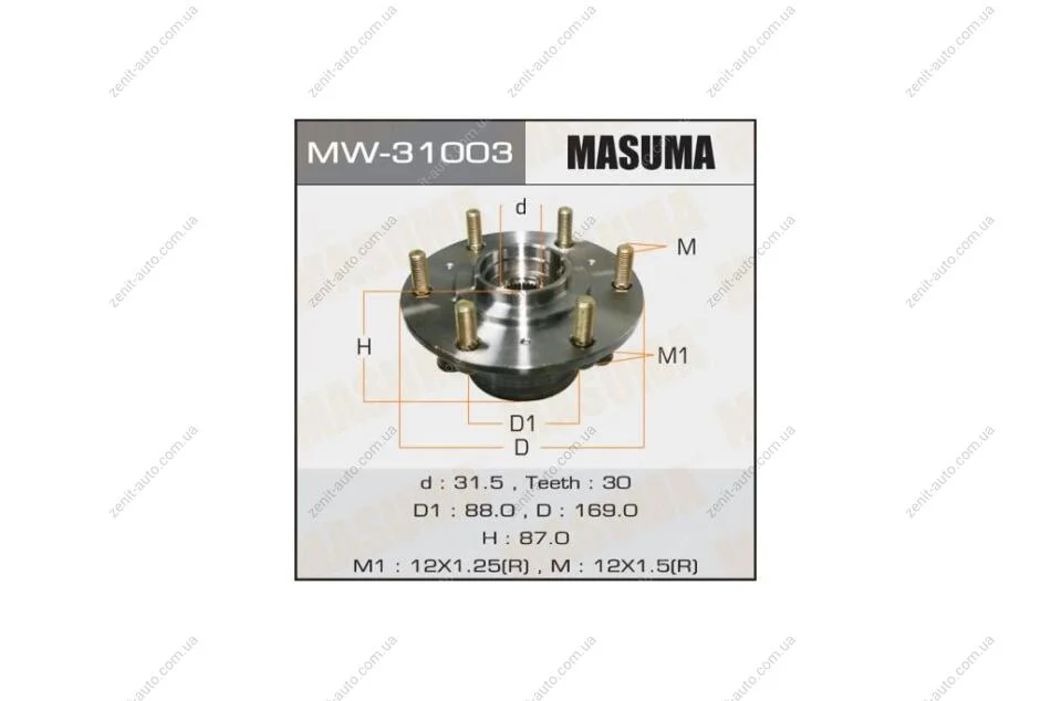Ступица колеса переднего в сборе с подшипником Mitsubishi L200 (07-), Pajero Sport (08-) (MW-31003) MASUMA MW31003 (фото 1)