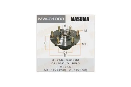 Ступица колеса переднего в сборе с подшипником Mitsubishi L200 (07-), Pajero Sport (08-) (MW-31003) MASUMA MW31003