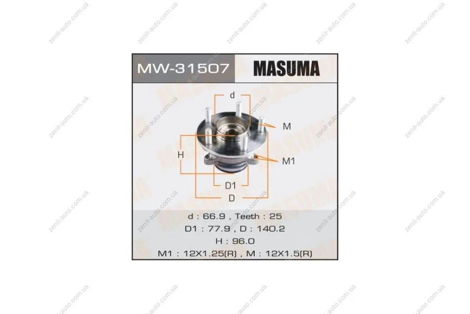 Ступица колеса заднего в сборе с подшипником Mitsubishi Eclipse Cross (18-), Outlander (12-) 4WD (MW-31507) MASUMA MW31507 (фото 1)