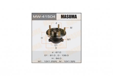 Ступица колеса заднего в сборе с подшипником Mazda 3 (13-16) (с ABS) (MW-41504) MASUMA MW41504 (фото 1)