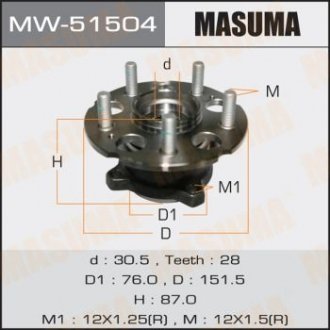 Ступица колеса задн CR-V/ RE4 (with ABS) (MW-51504) MASUMA 'MW51504
