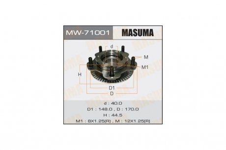 Ступица колеса переднего в сборе с подшипником Suzuki Grand Vitara (-05) (MW-71001) MASUMA MW71001