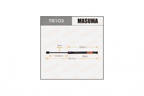 Амортизатор багажника L=461mm MASUMA T8103