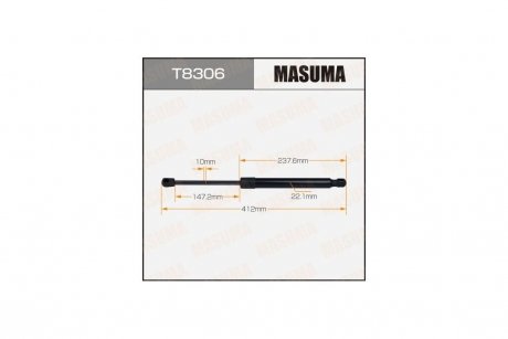 Амортизатор багажника L=412mm MASUMA T8306