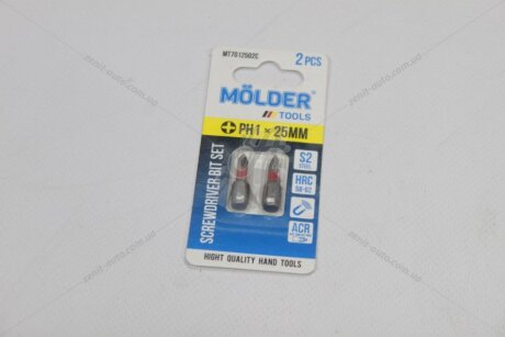 Набір біт PH1x25мм (к-т 2шт) (блістер) (кольорове маркування) MOLDER 'MT7012502C