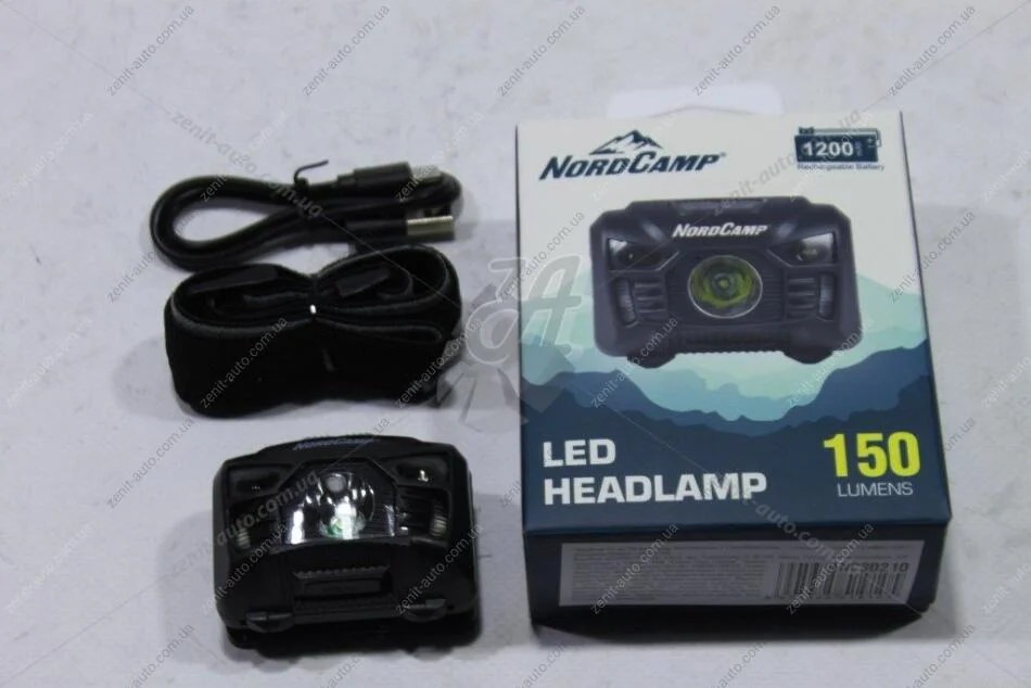 Ліхтар налобний (150Lm, 3W LED, 1200mAh, Sensor White/Red) NordCamp 'NC30210 (фото 1)