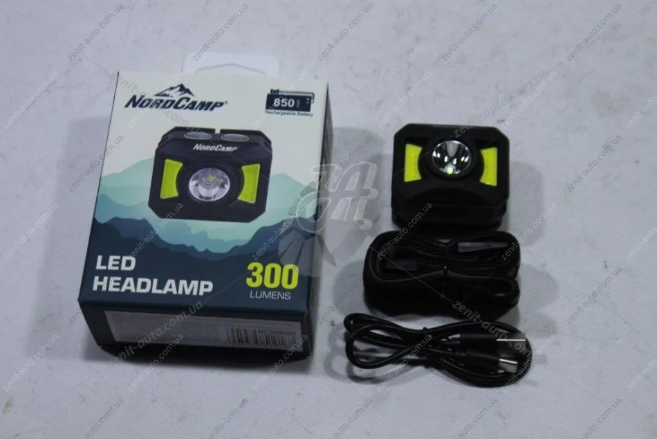Ліхтар налобний (150+140Lm, 3W + COB, 850mAh, White/Red) NordCamp 'NC30600 (фото 1)