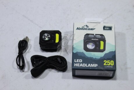Ліхтар налобний (140+130Lm, 3W XPE + 3W COB, 850mAh, Sensor White/Red) NordCamp 'NC30610