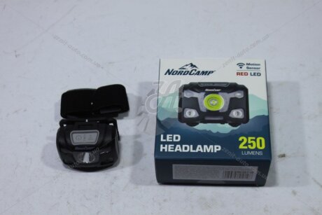 Ліхтар налобний (250Lm, 5W XPG, 1200mAh/3xAAA (not included), Sensor White/Red) NordCamp 'NC30710