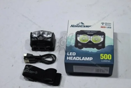 Ліхтар налобний (500Lm, 2x5W CREE XTG, 1200mAh/3xAAA, Sensor White/Red) NordCamp 'NC30900
