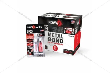 Клей двокомпонентний епоксидний сталевого кольору METAL BOND 20г Nowax NOWAX 'NX48409