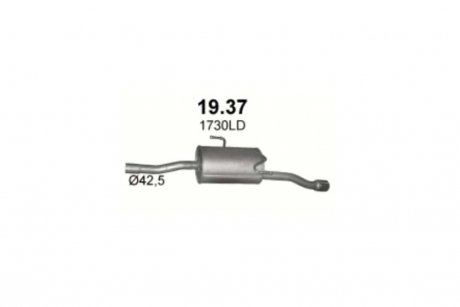 Глушник алюм. сталь, задн. частина Peugeot 206+ 1.4 HDi 01/09-06/13 POLMOSTROW 19.37
