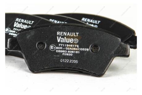 Колодки гальмівні передні Value+ Kangoo I, Megane II, Scenic II (97-08) RENAULT '7711946174