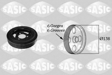 Шкив коленвала PSA C3, C3 Picasso, C4, C4 Picasso, C5, C5 Aircross, Berlingo, DS3, DS4, DS5, 207, 208, 2008 SASIC '2156025