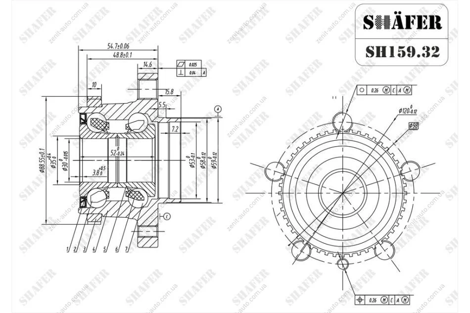 Ступица задняя Peugeot Expert, Scudo, Jumpy (94-06)ABS+ (SH159.32) SHAFER RD26155932 (фото 1)