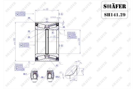 Підшипник передній Renault Master, Movano B, Ducato, Jumper, Boxer (90x55x54) ABS+ SHAFER SH141.29
