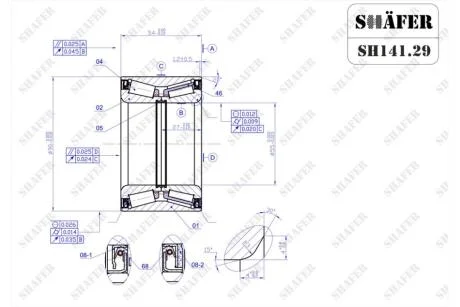 Підшипник передній Renault Master, Movano B, Ducato, Jumper, Boxer (90x55x54) ABS+ SHAFER SH141.29