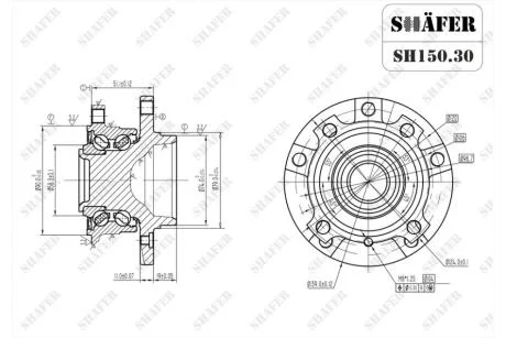 Маточина передня BMW 5(E39) (95-04) ABS48z+ SHAFER SH150.30