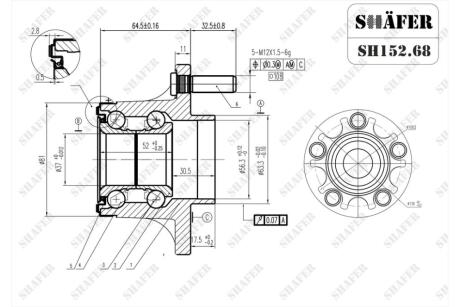 Маточина задня Ford Transit, Connect II (02-13) ABS48z+ SHAFER SH152.68