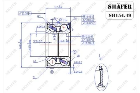 Подшипник передний VW Caddy II; Skoda Favorit, Felicia I/II (88-02)(35x37x68) SHAFER SH154.49