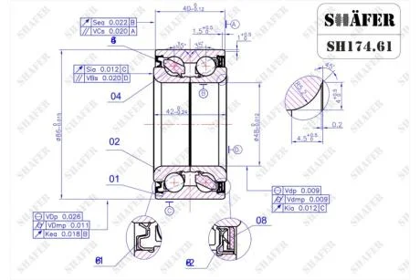 Підшипник передній Honda Accord (03-08) ABS+ (42x48x86) SHAFER SH174.61