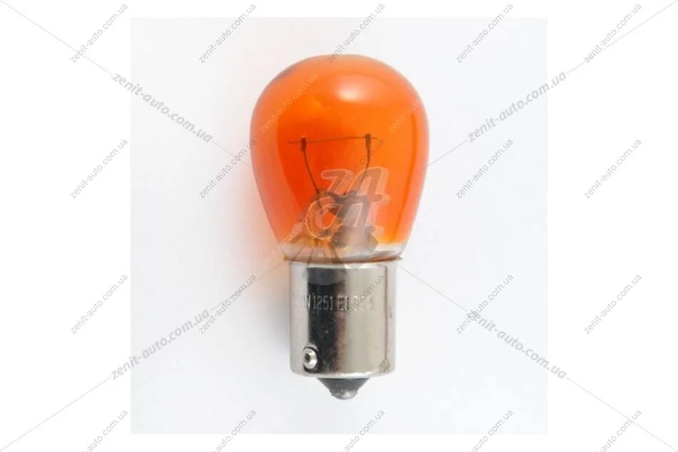 Лампа розжарювання 12V PY21W BAU15s AMBER (жовта) (1-конт)(смещ.цоколь) (кратно 10) Solar 1251 (фото 1)