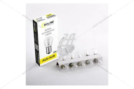 Лампа накаливания 12V P21W BAU15s (1-конт) (указ.поворот/стоп-сигнал) (кратно 10) Solar 1270