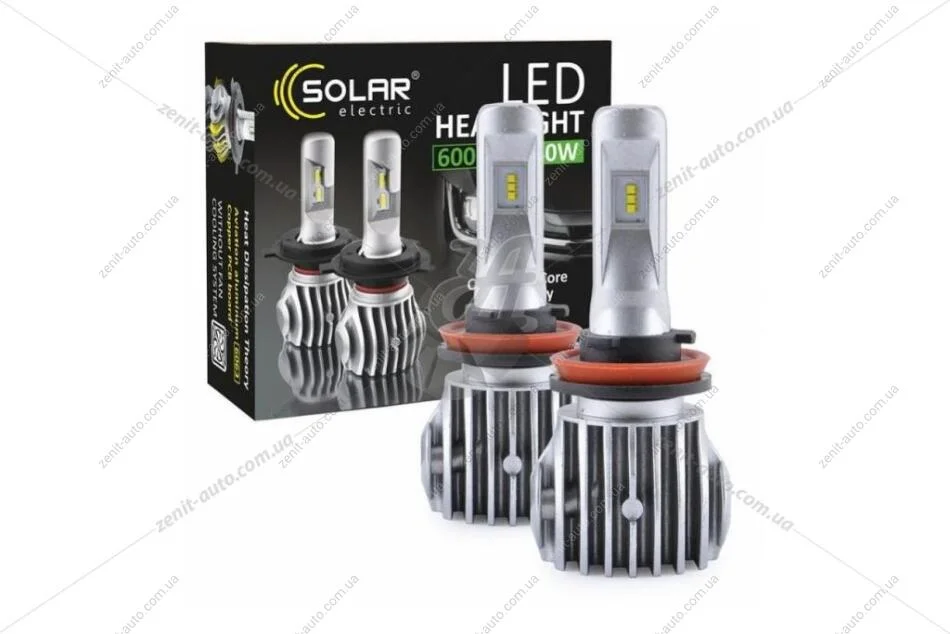 Лампа светодиодная H1 12/24V 40W 6500K 6000Lm Chip ZES 2nd G CANBUS (к-т 2шт) Solar 8601 (фото 1)